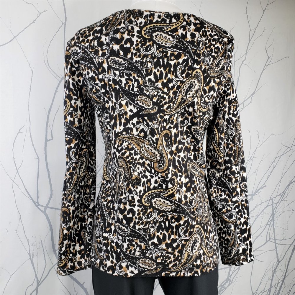 Charter Club Luxury Pima Cotton Black Tan Paisley Top, M - Picture 4 of 8